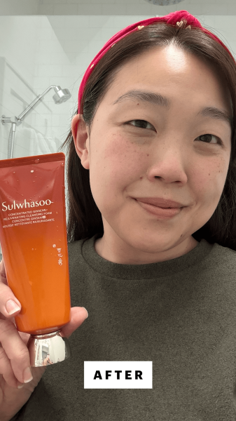 Lee after applying the Sulwhasoo Concentrated Ginseng Rejuvenating Cleansing Foam