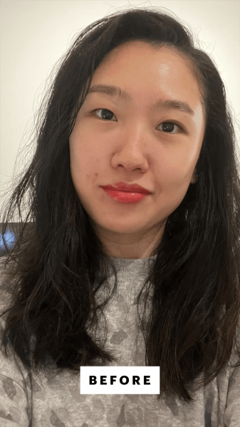 Allure commerce editor Sarah Han before using the Dyson Supersonic Hair Dryer