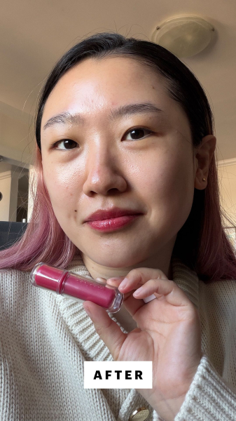 Sarah Han after applying the Peripera Ink Mood Glowy Tint